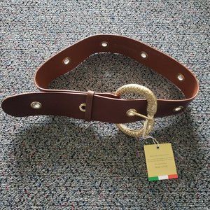 Italian Blown Leather Serpent Buckle Belt Handcrafted L Italy New